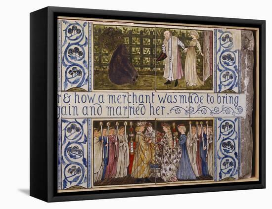 Beauty and the Beast Tile Panel, Morris, Marshall, Faulkner and Co., C.1867-Edward Burne-Jones-Framed Stretched Canvas