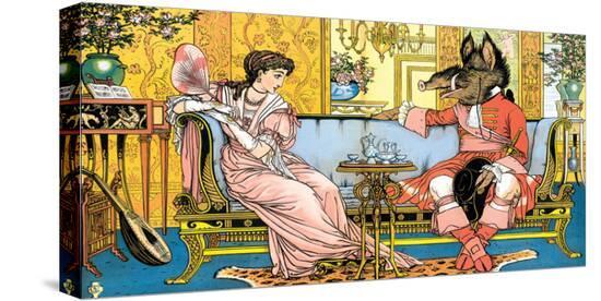 Beauty and The Beast-Walter Crane-Stretched Canvas