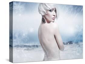 Beauty Blonde in the Winter Scenery-conrado-Stretched Canvas