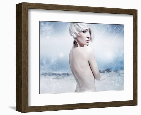 Beauty Blonde in the Winter Scenery-conrado-Framed Photographic Print