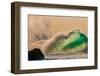 Beauty & Boulder-Wave breaking off the Na Pali coast of Kauai, Hawaii-Mark A Johnson-Framed Photographic Print