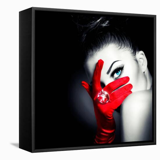 Beauty Fashion Glamorous Model Girl Portrait-Subbotina Anna-Framed Stretched Canvas