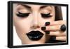 Beauty Fashion Model Girl With Black Make Up, Long Lushes-null-Framed Poster