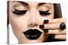 Beauty Fashion Model Girl With Black Make Up, Long Lushes-Subbotina Anna-Stretched Canvas