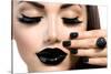 Beauty Fashion Model Girl With Black Make Up, Long Lushes-Subbotina Anna-Stretched Canvas