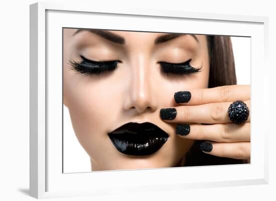 Beauty Fashion Model Girl With Black Make Up, Long Lushes-Subbotina Anna-Framed Art Print