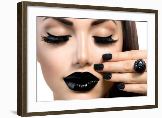 Beauty Fashion Model Girl With Black Make Up, Long Lushes-Subbotina Anna-Framed Art Print