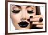 Beauty Fashion Model Girl With Black Make Up, Long Lushes-Subbotina Anna-Framed Art Print