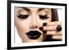 Beauty Fashion Model Girl With Black Make Up, Long Lushes-Subbotina Anna-Framed Art Print