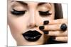 Beauty Fashion Model Girl With Black Make Up, Long Lushes-Subbotina Anna-Mounted Art Print