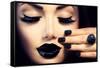 Beauty Fashion Model Girl with Black Make Up, Long Lushes-Subbotina Anna-Framed Stretched Canvas