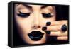 Beauty Fashion Model Girl with Black Make Up, Long Lushes-Subbotina Anna-Framed Stretched Canvas