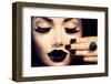 Beauty Fashion Model Girl with Black Make Up, Long Lushes-Subbotina Anna-Framed Photographic Print