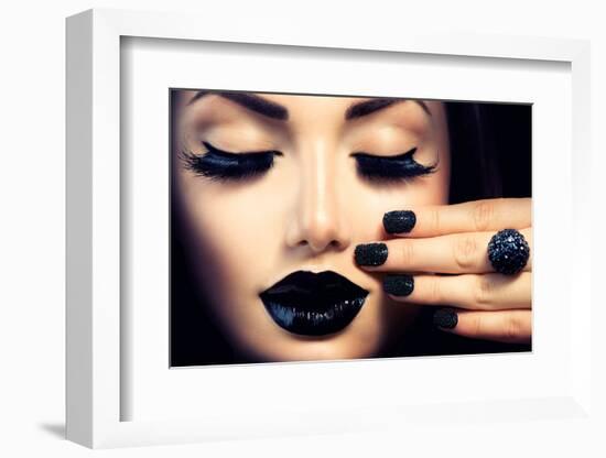 Beauty Fashion Model Girl with Black Make Up, Long Lushes-Subbotina Anna-Framed Photographic Print