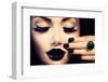 Beauty Fashion Model Girl with Black Make Up, Long Lushes-Subbotina Anna-Framed Photographic Print