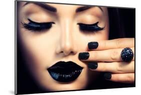 Beauty Fashion Model Girl with Black Make Up, Long Lushes-Subbotina Anna-Mounted Photographic Print