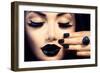 Beauty Fashion Model Girl with Black Make Up, Long Lushes-Subbotina Anna-Framed Photographic Print