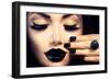 Beauty Fashion Model Girl with Black Make Up, Long Lushes-Subbotina Anna-Framed Photographic Print