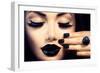 Beauty Fashion Model Girl with Black Make Up, Long Lushes-Subbotina Anna-Framed Photographic Print