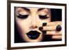 Beauty Fashion Model Girl with Black Make Up, Long Lushes-Subbotina Anna-Framed Photographic Print