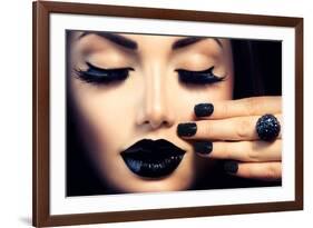 Beauty Fashion Model Girl with Black Make Up, Long Lushes-Subbotina Anna-Framed Photographic Print