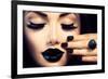 Beauty Fashion Model Girl with Black Make Up, Long Lushes-Subbotina Anna-Framed Photographic Print