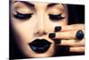 Beauty Fashion Model Girl with Black Make Up, Long Lushes-Subbotina Anna-Mounted Photographic Print