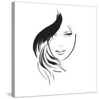 Beauty Girl Face-Ice-Storm-Stretched Canvas