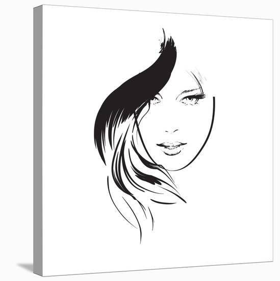 Beauty Girl Face-Ice-Storm-Stretched Canvas