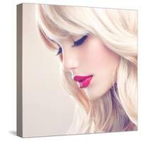 Beauty Girl with Blonde Hair-Subbotina Anna-Stretched Canvas