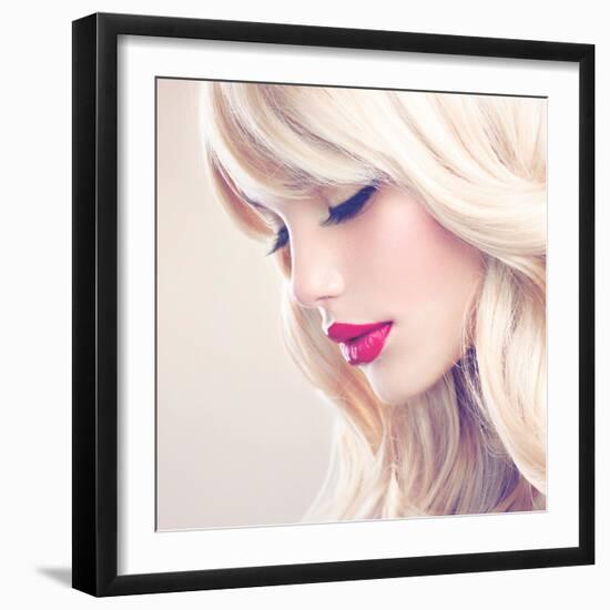 Beauty Girl with Blonde Hair-Subbotina Anna-Framed Photographic Print