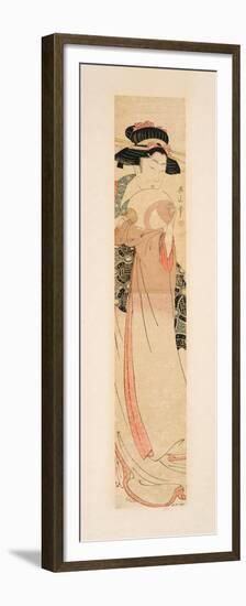 Beauty Holding a Fan, C.1805-10-Kikukawa Eizan-Framed Premium Giclee Print