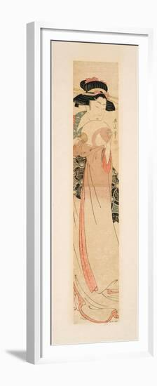 Beauty Holding a Fan, C.1805-10-Kikukawa Eizan-Framed Premium Giclee Print