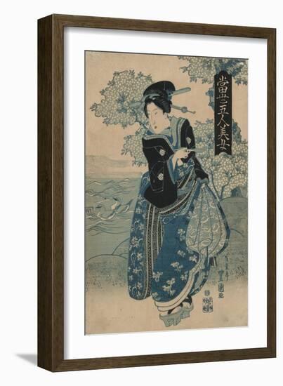 Beauty Holding a Pipe-Utagawa Toyokuni-Framed Art Print