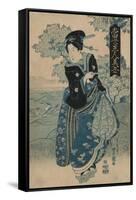 Beauty Holding a Pipe-Utagawa Toyokuni-Framed Stretched Canvas