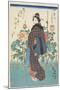 Beauty in Peony Garden, 1847-1852-Utagawa Hiroshige-Mounted Giclee Print