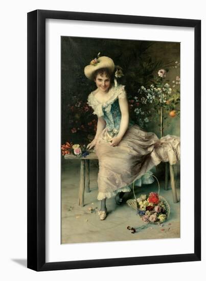 Beauty on a Garden Bench, 1897-Francesco Vinea-Framed Giclee Print