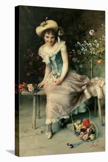 Beauty on a Garden Bench, 1897-Francesco Vinea-Stretched Canvas