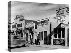 Beauty Parlor Advertising: Permanents: $3.50, $5.00 and $6.50, Shack Town, Fort Peck Dam-Margaret Bourke-White-Stretched Canvas