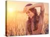 Beauty Romantic Girl Outdoors-Subbotina Anna-Stretched Canvas
