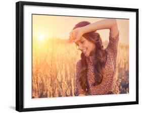 Beauty Romantic Girl Outdoors-Subbotina Anna-Framed Photographic Print