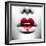 Beauty Sexy Lips with Heart Shape Paint. Love Concept. Kiss-Subbotina Anna-Framed Photographic Print