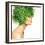 Beauty Spring Woman with Fresh Green Grass Hair. Summer Nature Girl Portrait. Fashion Model-Subbotina Anna-Framed Photographic Print