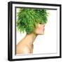 Beauty Spring Woman with Fresh Green Grass Hair. Summer Nature Girl Portrait. Fashion Model-Subbotina Anna-Framed Photographic Print