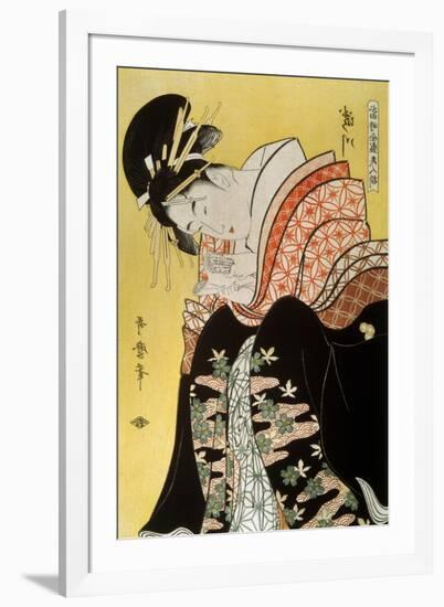 Beauty Takigawa from the Tea-House Ogi, Late 18th or Early 19th Century-Kitagawa Utamaro-Framed Giclee Print