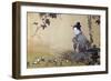 Beauty Watching Frogs at Play-Kyosai Kawanabe-Framed Giclee Print