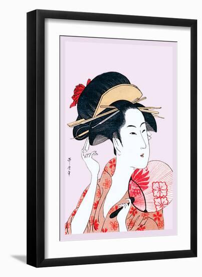 Beauty with a Fan-null-Framed Art Print