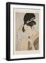 Beauty with a Hand Towel (Colour Woodblock Print)-Kitagawa Utamaro-Framed Giclee Print