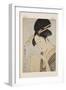 Beauty with a Hand Towel (Colour Woodblock Print)-Kitagawa Utamaro-Framed Giclee Print