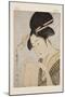 Beauty with a Hand Towel (Colour Woodblock Print)-Kitagawa Utamaro-Mounted Giclee Print